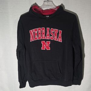 Stadium Athletics Black Hoodie with Red Nebraska Script